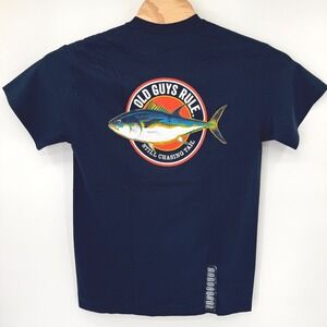 Old Guys Rule T-Shirt Mens Medium Blue Still Chasing Tail Tuna Fishing Graphic